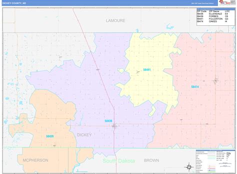 Dickey County, ND Wall Map Color Cast Style by MarketMAPS - MapSales.com