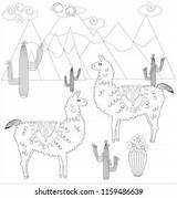 Coloring Page Cartoon Lama Stock Illustration 1159486639  sketch template