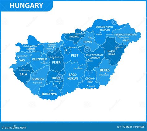 The Detailed Map of Hungary with Regions or States and Cities, Capital ...