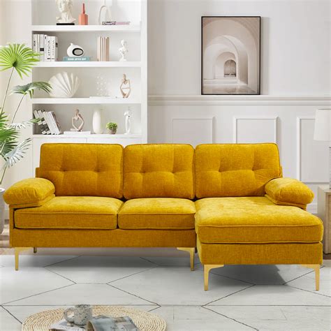 Sobaniilo Convertible Sectional Sofa Couch, Modern Linen Fabric L ...