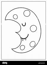 Halloween crescent coloring page Cute moon With Fangs Print For  sketch template