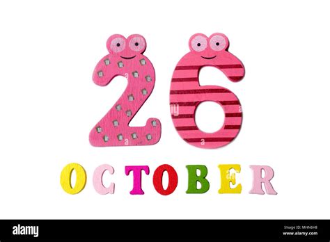 October 26 on white background, numbers and letters. Calendar Stock ...