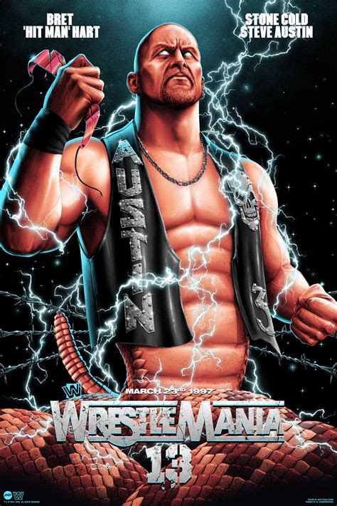 WRESTLEMANIA 13: STONE COLD STEVE AUSTIN VS. BRET HART Poster by MATT ...