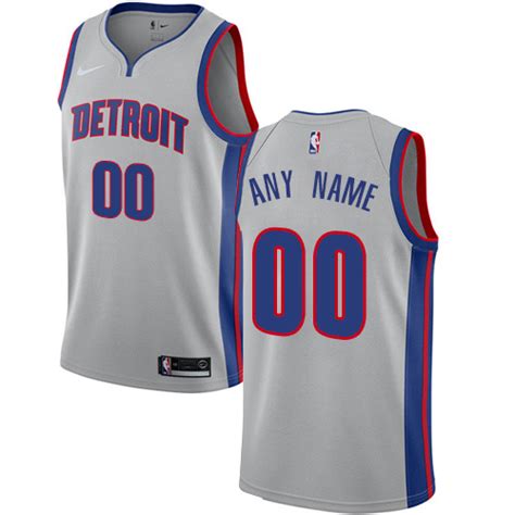 Men's Nike Pistons Personalized Swingman Silver NBA Statement Edition ...