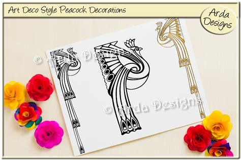 Art Deco Style Peacock Decorations Graphic by Arda Designs · Creative ...