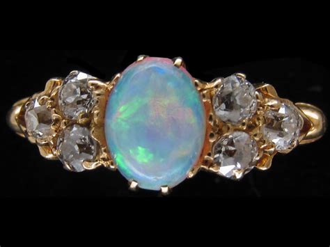 Victorian Opal & Diamond Ring - The Antique Jewellery Company