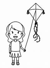 Girl Flying Kite Coloring Page  Free Printable Pages sketch template