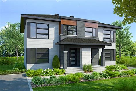 Modern Duplex with Matching 3-Bed Units - 22514DR | Architectural Designs - House Plans