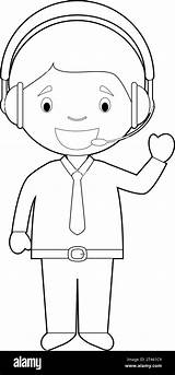 Easy coloring Cartoon Vector Illustration Of A Telemarketing Phone  sketch template