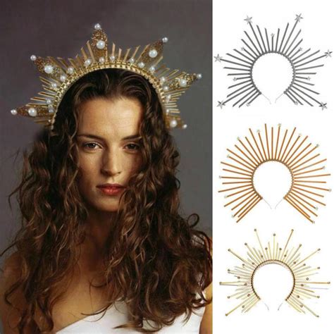 Crown Headband Golden Halo Hair Accessories Mary Halo Crown Headwear ...