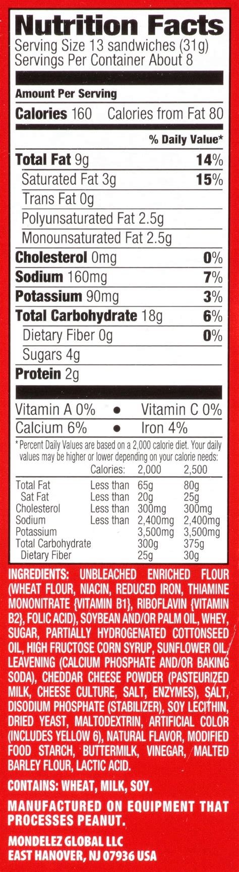 Ritz Crackers Nutrition Label - Best Label Ideas 2019