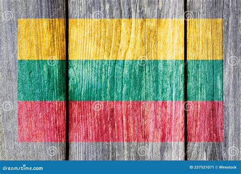 Grunge Pattern of Lithuania National Flag Isolated on Weathered Wooden Fence Board Stock ...
