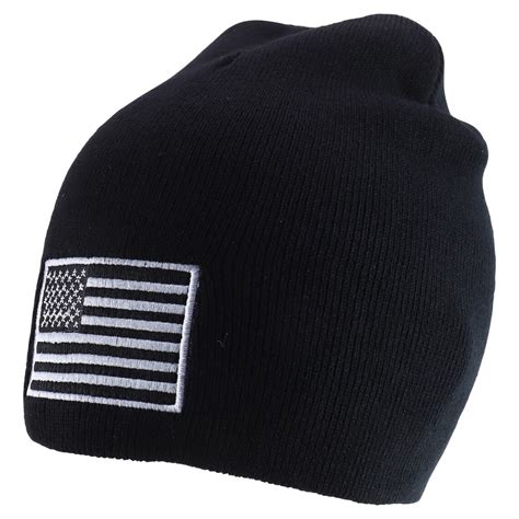 USA Subdued Grey American Flag Embroidered SHORT Beanie Hat - Etsy