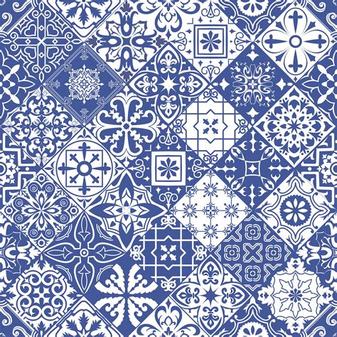 Blue Moroccan Removable Wallpaper 10'L x 24''W - Walmart.com