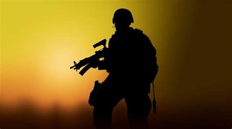 Premium AI Image | Soldier salute Silhouette on sunset sky War army military guard concept