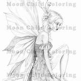 Sad Fairy Coloring Sheet  Printable Adult Kids Digital Page sketch template
