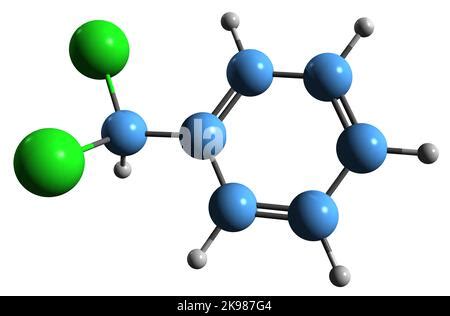 3D image of Benzyl chloride skeletal formula - molecular chemical structure of ...