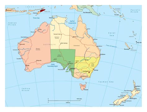Large political and administrative map of Australia with roads and cities | Australia | Oceania ...