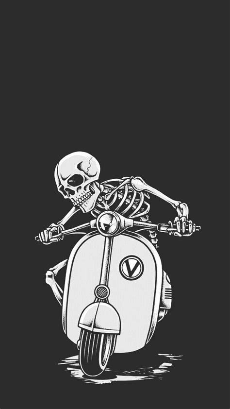 Vespa Scooter Skull Wallpaper Download | MobCup