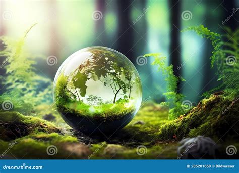 Glass Globe in the Forest. Generative Ai Design Stock Illustration - Illustration of forest ...