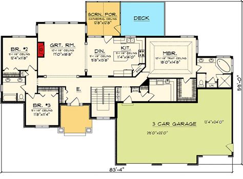 Craftsman Ranch With 3 Car Garage - 89868AH | Architectural Designs - House Plans