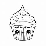 Cute Cupcake Cartoon Coloring Pages sketch template