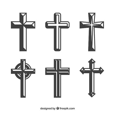 Silhouette christian cross collection Vector | Free Download