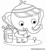 Elephant Playing Golf Coloring Page  Free Printable Pages sketch template