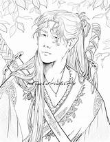 Coloring Page Male Elf Fantasy Printable  Etsy sketch template