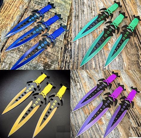 3 pcs.7.5" Ninja Tactical Combat Kunai Throwing Knife Set w/Sheath Hunting | Throwing knife set ...