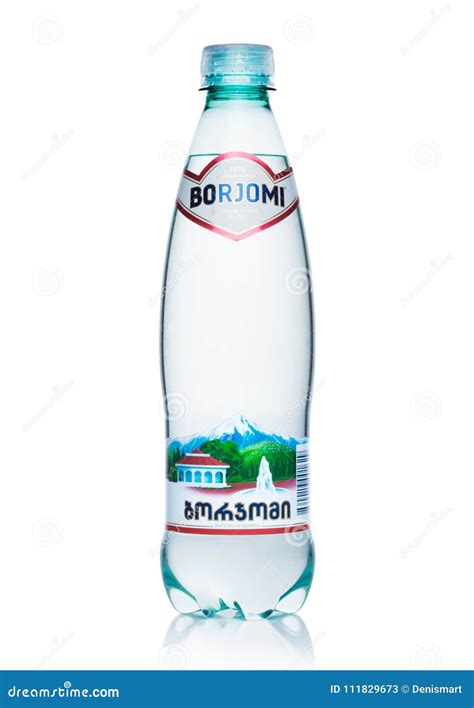 LONDON, UK - MARCH 10, 2018 : Plastic Bottle of Borjomi Sparkling Mineral Water on White.BORJOMI ...