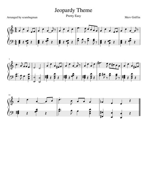 Jeopardy Theme sheet music for Piano download free in PDF or MIDI