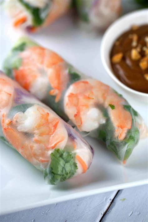 Fresh Shrimp Spring Rolls with Peanut Dipping Sauce - Jessica Gavin