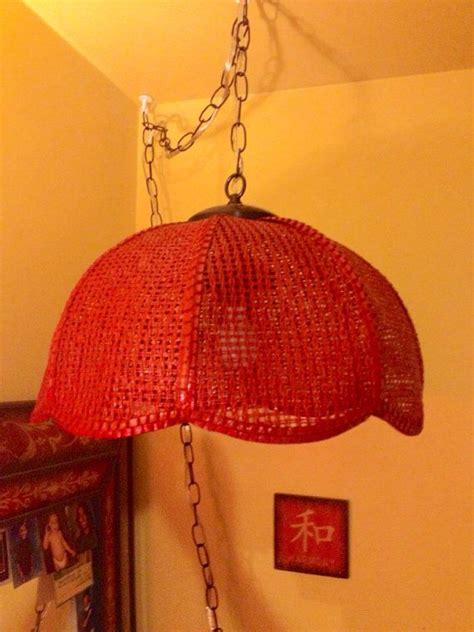 Vintage 70's Up Cycled Red Wicker Swag Lamp | Etsy | Swag lamp, Wicker ...
