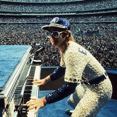 Elton John at his sold out Dodgers Stadium wearing a Rhinestone outfit ...