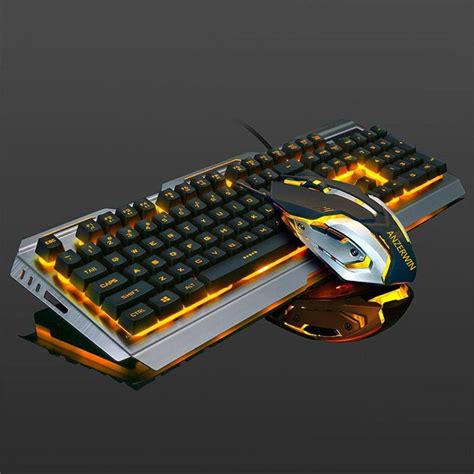 Buy Gaming Keyboard and Mouse Combo Orange Yellow Backlit,LED Backlight Keyboard Computer Gaming ...