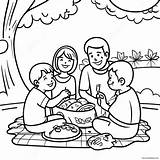 Happy Family Enjoying A Picnic Coloring Page 8391 6663 sketch template