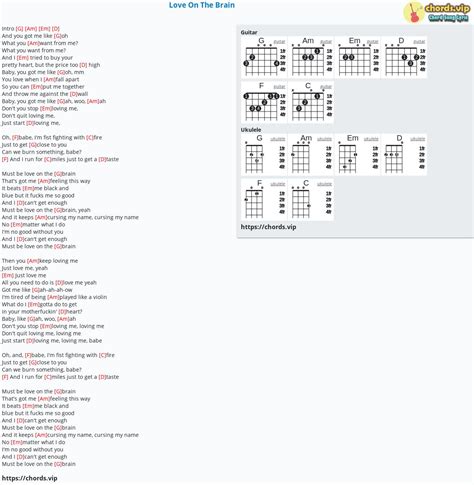 Chord: Love On The Brain - tab, song lyric, sheet, guitar, ukulele ...