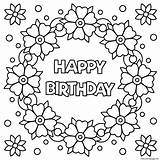 Floral Wreath For Happy Birthday Coloring Page Printable sketch template