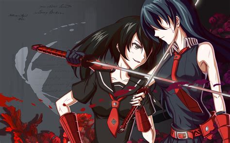 Wallpaper : illustration, anime, katana, sword, blood, Akame ga Kill, Person, Kurome Akame ga ...