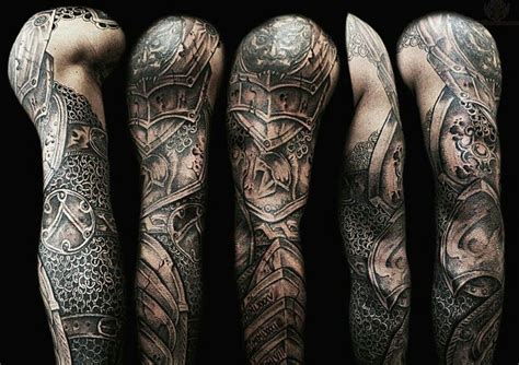 Armour with chain mail | Armor sleeve tattoo, Sleeve tattoos, Full sleeve tattoos