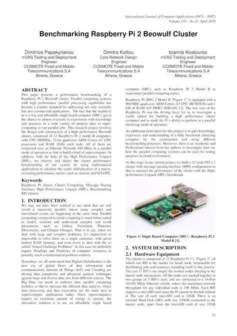 (PDF) Benchmarking Raspberry Pi 2 Beowulf Cluster · Figure 3: Beowulf cluster architecture ...