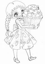 Yampuff Food Chibi Girls Coloring Pages Sketch Page sketch template
