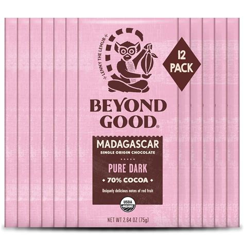 Amazon.com : Beyond Good | 70% Pure Dark Chocolate Bars, 12 Pack | Organic, Direct Trade, Vegan ...