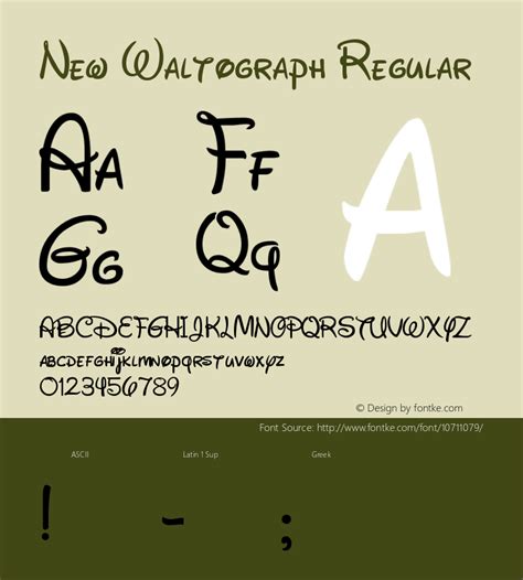 New Waltograph Regular Version 1.00 May 12, 2015, initial release Font Sample- Font Sample ...