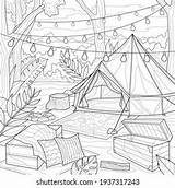 Camping Lantern Coloring Page sketch template