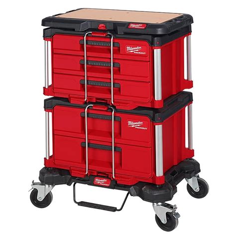 Milwaukee PACKOUT 2-Drawer and 3-Drawer Toolboxes with Dolly and Work ...