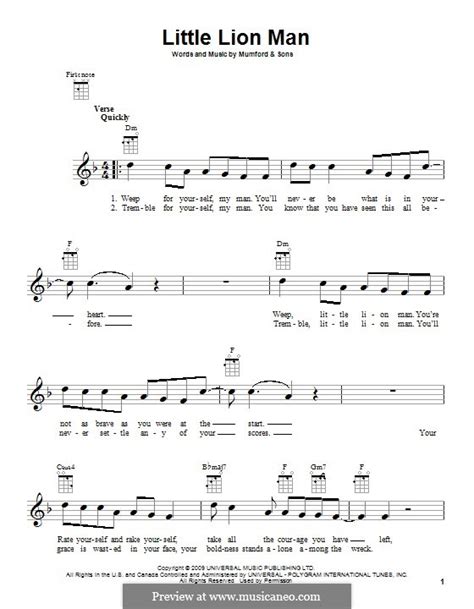 Little Lion Man (Mumford & Sons) by M. Mumford - sheet music on MusicaNeo