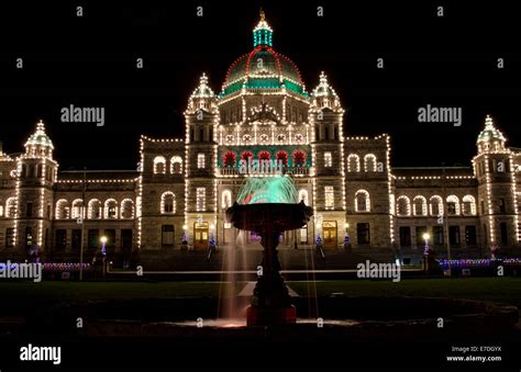 Victoria, BC, Canada provincial Parliament buildings with Christmas ...