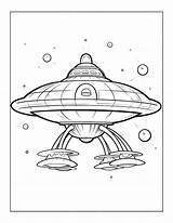 Alien Spaceship Coloring Pages For KDP  Premium AI Generated Image sketch template